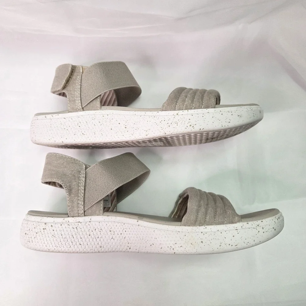 Skechers Bobs Summer Skipper Optical Chill Plush Foam Sandal Taupe Sz 9 Comfort - Picture 7 of 8
